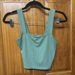 Green Square Neck Tank Top